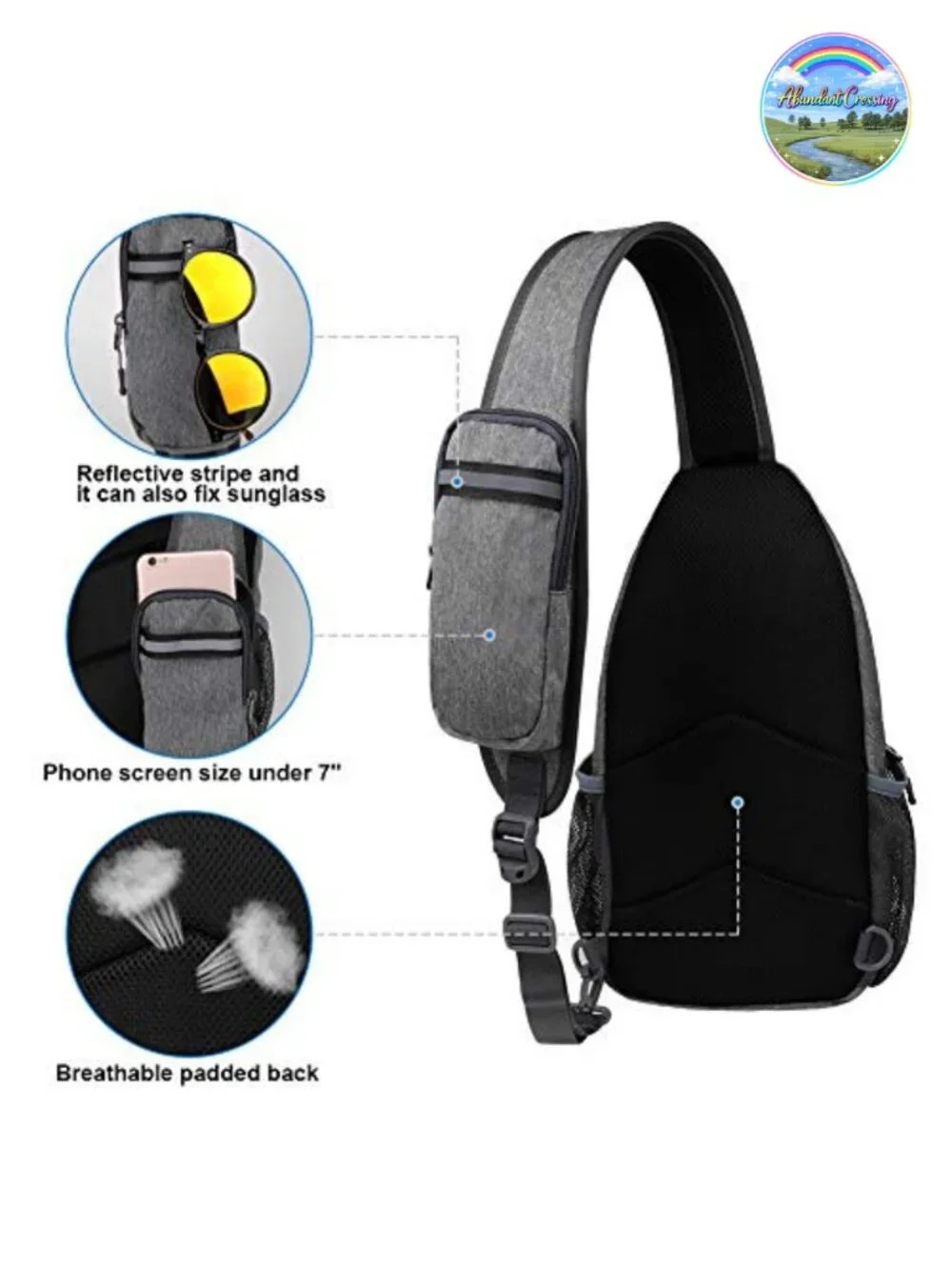 Crossbody Sling Backpack for Travel Hiking with Multiple Compartments,